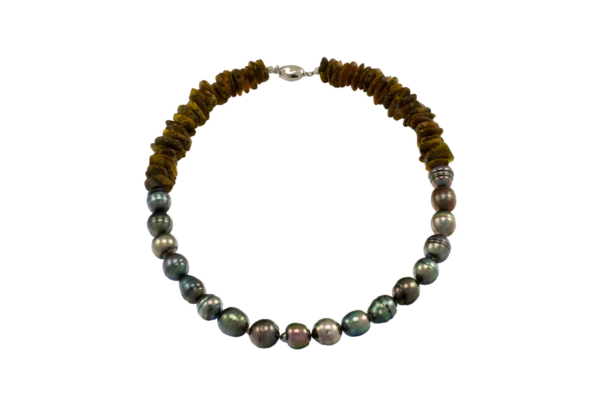 Tahiti Pearl and Raw Amber necklace