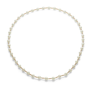 Akoya pearl necklace with gold beads