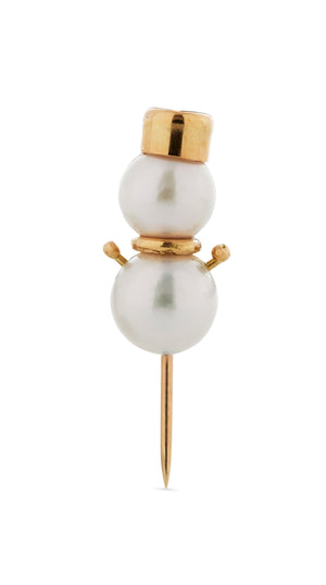 Pearl pin - Snowman